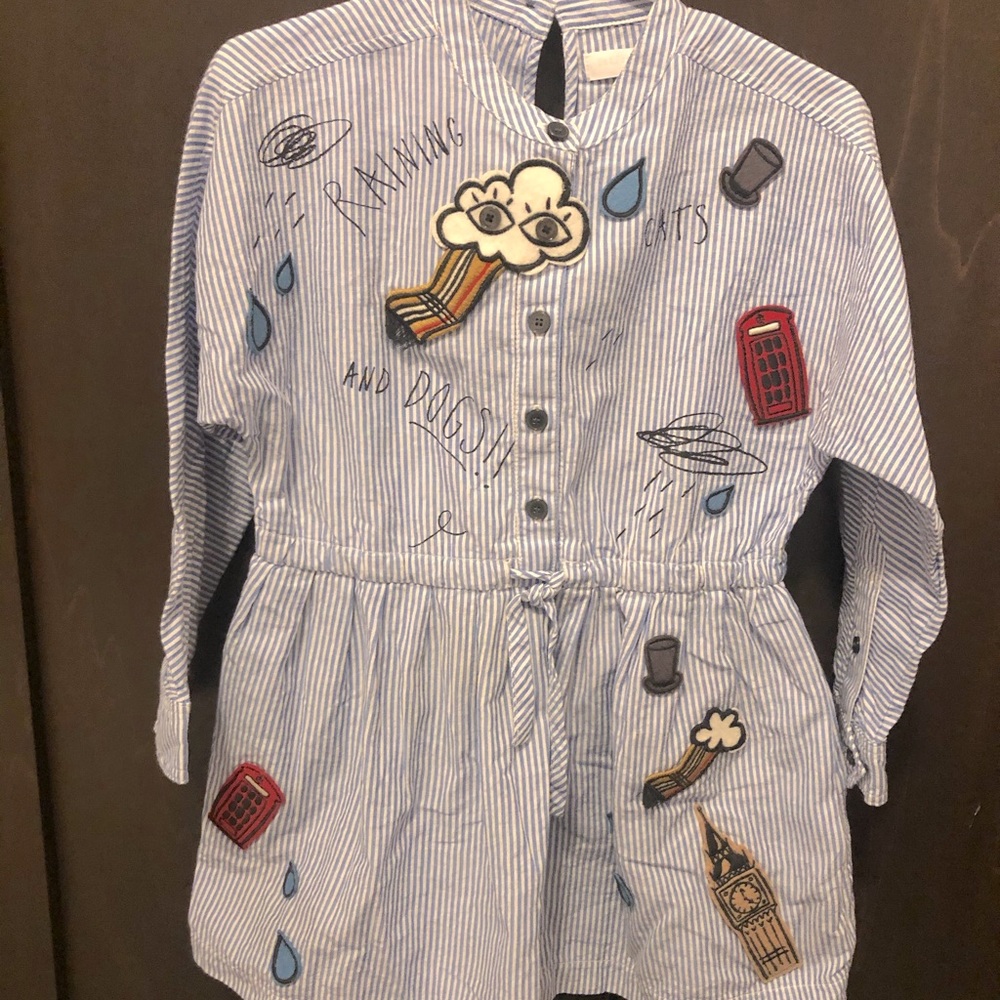 Girls Burberry Pinstriped Dress with patches 4T